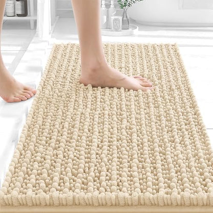 OLANLY Small Bathroom Rugs 24x16, Thick Soft Absorbent Chenille Bath Rugs