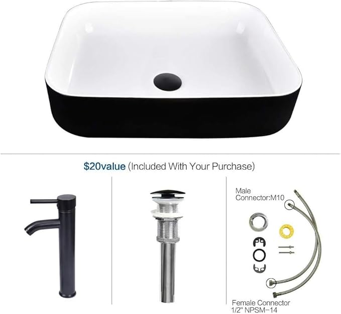YOURLITE Bathroom Vanity, 36" Bathroom Vanity with Sink Combo Set, Rustic Farmhouse Modern Bathroom Cabinet with White and Black Ceramic Vessel Sink