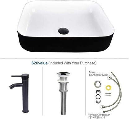 YOURLITE Bathroom Vanity, 36" Bathroom Vanity with Sink Combo Set, Rustic Farmhouse Modern Bathroom Cabinet with White and Black Ceramic Vessel Sink