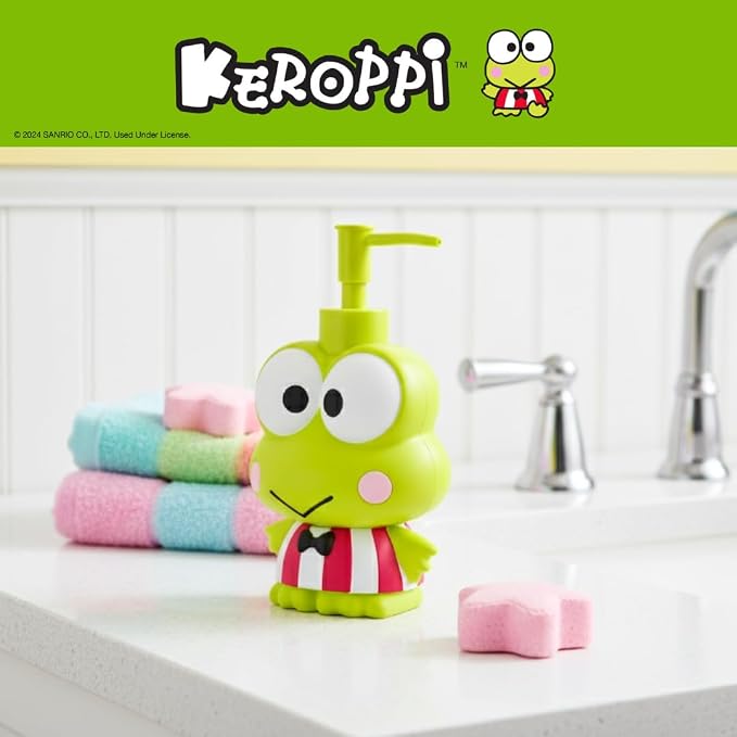 Sanrio Keroppi Soap/Lotion/Hand Sanitizer Resin Pump Dispenser, 13 Ounces, (Officially Licensed Product) by Franco