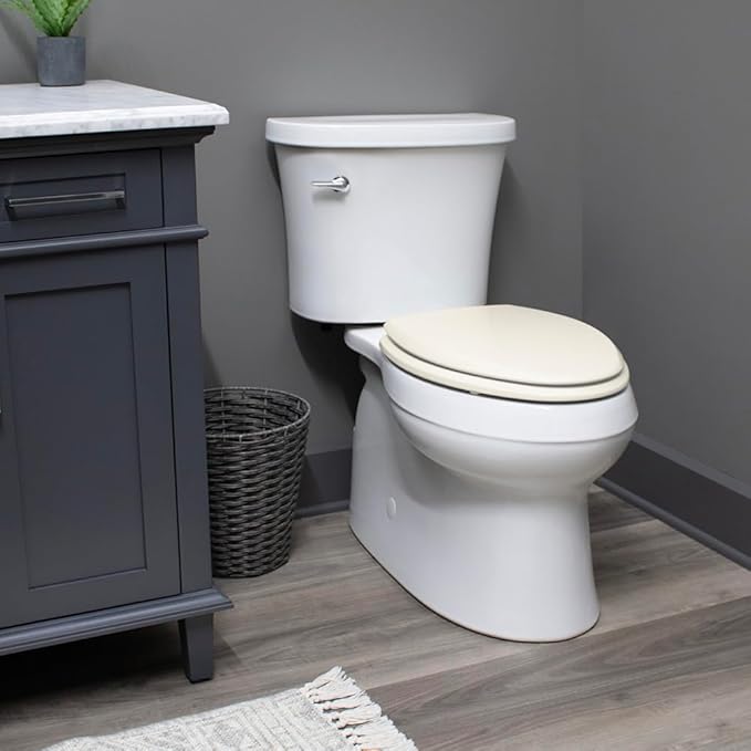 Bemis 1500EC Durable Wood Toilet Seat with Easy Clean Hinges, Made in USA, Elongated, Biscuit (Pack of 2)