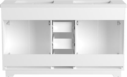 60 Inch Bathroom Vanity with Sink,Modern Solid Wood Bathroom Storage Vanity w/Undermount Double Sink, Quick Assemble Cabinet w/Soft Closing Doors & Full Extension Drawers,White