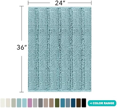 Turquoize Bathroom Rug 24"x36", Soft Absorbent Chenille Bath Rug, Aqua Haze
