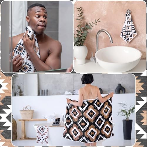 Moukeren Set of 3 Western Aztec Bath Towels, Decorative Towels for Bathroom