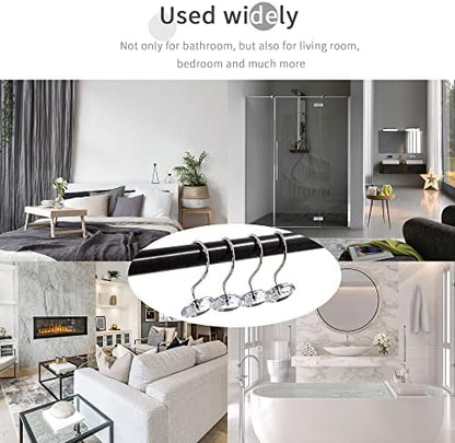 White Diamond Crystal Bling Shower Curtain Hooks Rings for Bathroom,12PCS