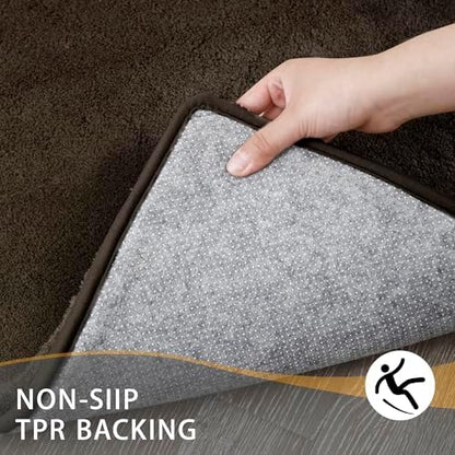 MINIDEAR Bathroom Rugs 36x24 Brown - Thick Memory Foam Bath Mat, Ultra Soft & Plush Fluffy, Non-Slip, Quick Dry, Absorbent Washable Floor Microfiber Mat for Tub, Home Decor Accessories