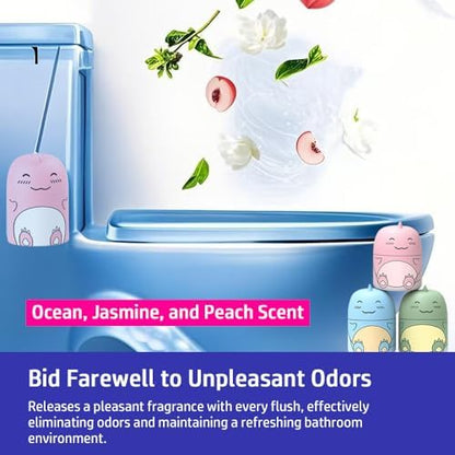 Cute Dinosaur-Shaped Toilet Bowl Cleaner Bottle, Bathroom Toilet Tank Cleaner with Ocean, Jasmine, and Peach Scent,Three bottles can be used for 9 months (Ocean&Peach&Jasmine)