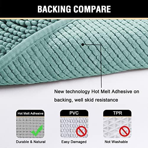 H.VERSAILTEX Bath Mat Bathroom Non Slip Extra Thick Chenille Rug 17" x 24" Absorbent Soft Shaggy Washable Dry Fast Plush Rugs for Bathtubs - Eggshell Blue