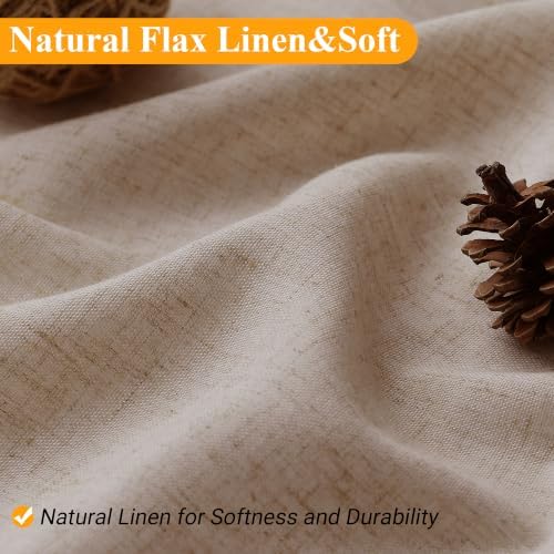 Naturoom Linen Shower Curtain 90 Inch Long for Bathroom Sand Beige 1 Panel