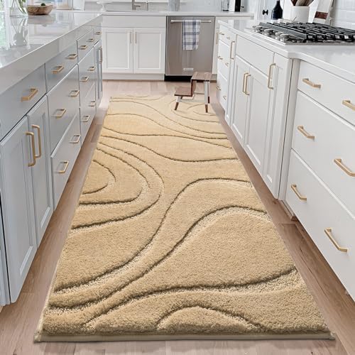 DEXDE Bathroom Rugs Runner 24x60 Non-Slip Long Mats for Floor Shower Beige