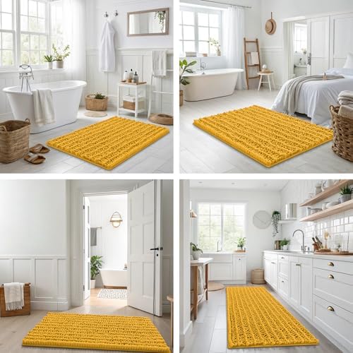 Smiry Bathroom Rugs 34X21, Extra Soft Rubber Backing Chenille Bath Mats
