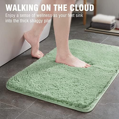 TECHMILLY Super Soft Shaggy Bathroom Rugs Sets 2 Piece, Absorbent Thick Non Slip Microfiber Bath Rugs, Quick Dry Machine Washable Bath Mat for Bathroom Floor, Bathtub and Shower
