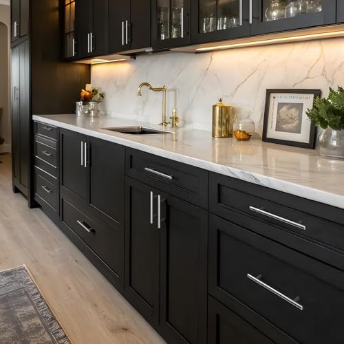 homdiy 15 Pack Brushed Nickel Cabinet Pulls 3 Inch Handles Stainless Steel Cabinet Hardware for Kitchen and Bathroom Cabinets, 5 Inch Overall Drawer Pull