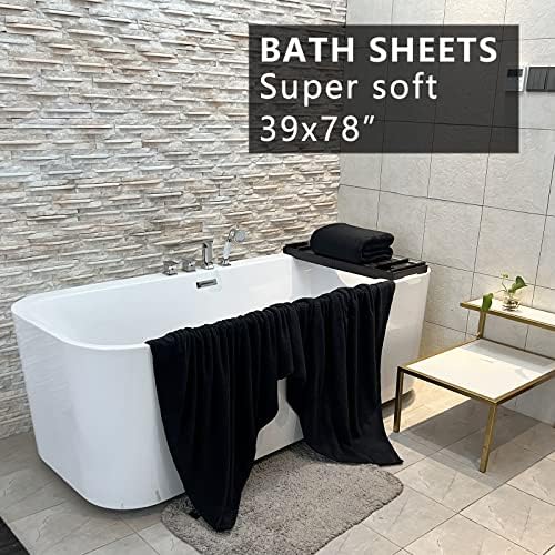 YTYC 39x78 Bath Sheets,Towels for Bathroom,Black,2-Pieces