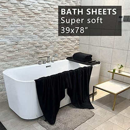 YTYC 39x78 Bath Sheets,Towels for Bathroom,Black,2-Pieces