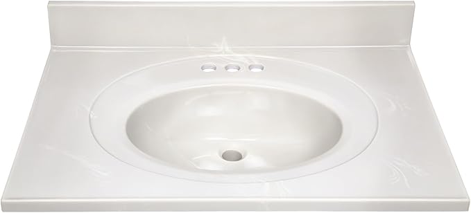 Design House Single Sink Vanity Top, 31", Ivory | With Backsplash, , Countertop, Classic, Cultured Marble, Bath, 586321