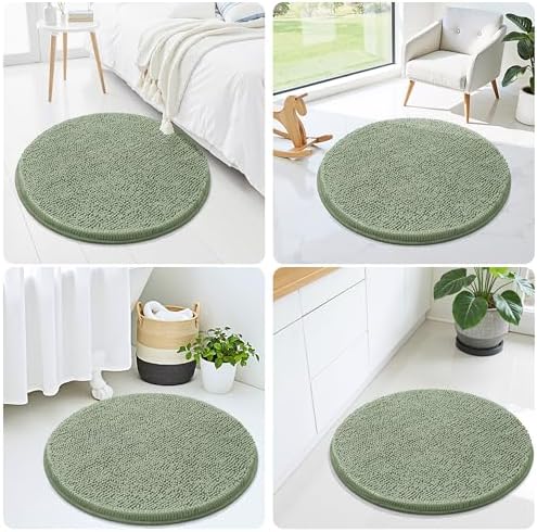 Smiry Round Bathroom Rugs 24X24, Chenille Extra Soft Absorbent Bath Mat