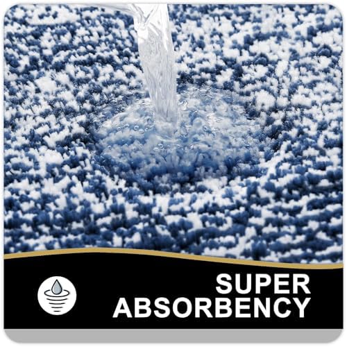 OLANLY Large Bathroom Rugs 40x24, Soft Absorbent Microfiber Bath Rugs, Navy