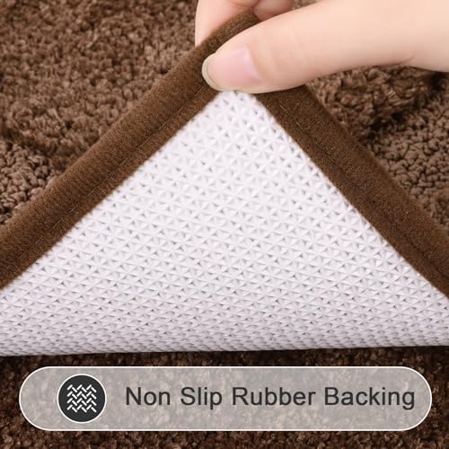SHACOS Soft Microfiber Dark Brown Bathroom Rugs Sets 2 Pieces 32x20 inch