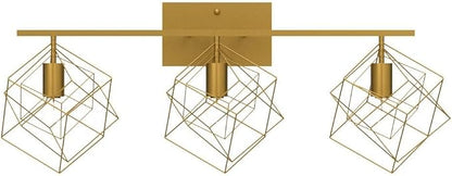 Bathroom Vanity Light with 3 Bulbs Bathroom Light Fixtures Over Mirror with 3 Rotatable Cube Shades Modern Wall Mounted Brushed Brass Gold