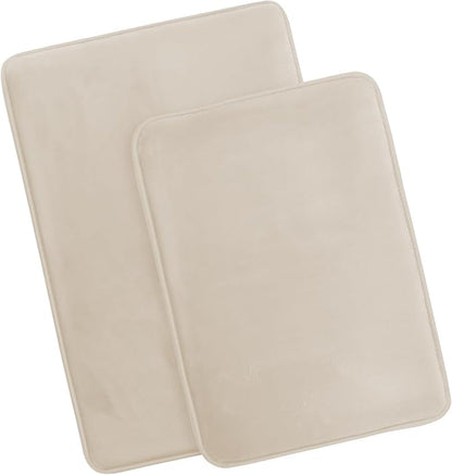 Clara Clark 2 Piece Bathroom Rug Set - Memory Foam, Bath Mat Set, Plush, Cozy, Ultra Soft, Non Slip, Machine Washable, Quick Dry - 24” x 17”+ 32” x 20” - Linen