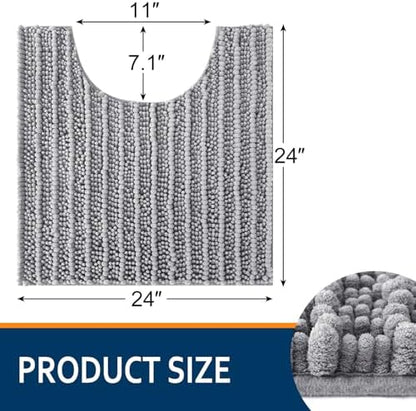 Smiry Bathroom Toilet Rugs U Shaped 24x24, Chenille Bath mats for Toilet