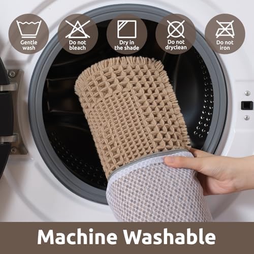 AMOAMI Waffle Bath Mat, Absorbent Bathroom Rugs Non Slip 18''x30'' Beige
