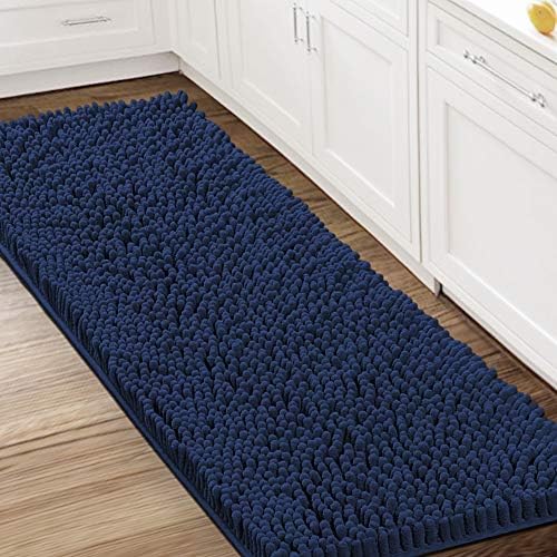 H.VERSAILTEX Bathroom Rugs Bath Mats Non Slip Luxury Chenille Bathroom Runner Rug 59x20 Extra Soft and Absorbent Shaggy Rugs Washable Dry Fast Area Carpet Mats for Bath Room, Tub - Navy