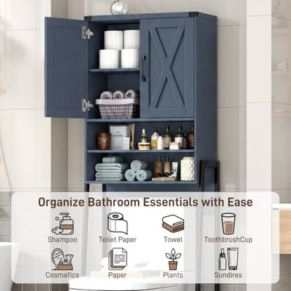 Vabches Metal Frame Over The Toilet Storage Cabinet, Blue
