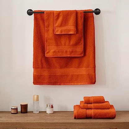 COZYART Luxury Bath Towel Set 3 PCS, Burnt Orange 100% Turkish Cotton