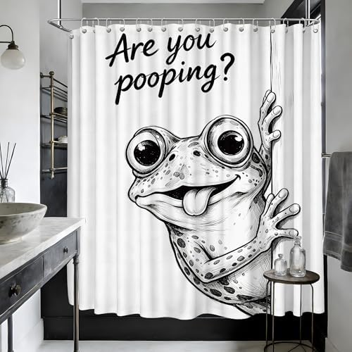 Extra Long 108x72 Inchs Shower Curtain Extra Tall Funny Frog XL Unique Humorous Shower Curtains for Large Bathroom Decor Sets, Waterproof Cloth Fabric with Hooks