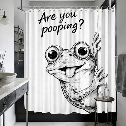 Extra Long 108x72 Inchs Shower Curtain Extra Tall Funny Frog XL Unique Humorous Shower Curtains for Large Bathroom Decor Sets, Waterproof Cloth Fabric with Hooks