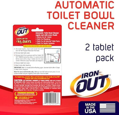 Iron OUT Rust Stain Remover Automatic Toilet Bowl Cleaner, 2 Tablets