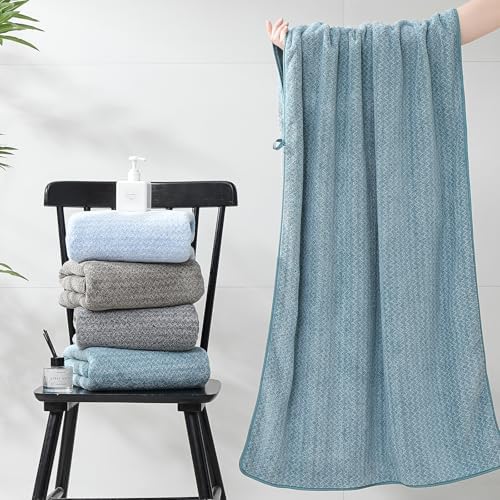 Ultra Soft Bath Towel Set,12 Piece (4 Bath Towels,4 Hand Towels,4 Washcloths) Family Bathroom Towels Set with Hanging Loop,Quick Dry Extra Absorbent Shower Towel for Bathroom,Hotel,Spa-Turquoise