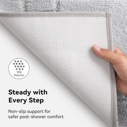 GRANNY SAYS Gray Bathroom Runner Rug 24" x 48", Soft Microfiber Bath Mat