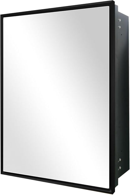 24x30 Inch Medicine Cabinet with Mirror - Recessed/Surface Mount Farmhouse Bathroom Storage Cabinet, Single Door Rust-Resistant Vanity Mirror Cabinet, Brush Black