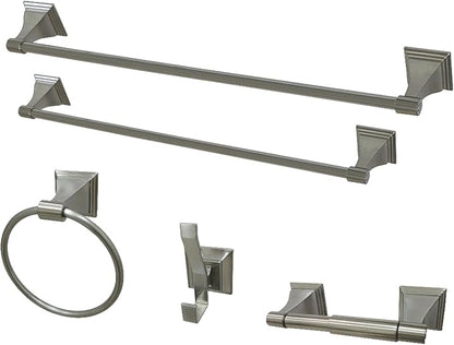 Kingston Brass BAHK61212478SN Monarch 5-Piece 18-Inch and 24-Inch Towel Bars Bathroom Accessory Set in Brushed Nickel