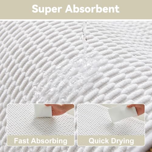 Triohero Small Bathroom Rugs Non Slip Washable Bath Rugs Super Absorbent Bathroom Rug Thin Quick Dry Low Pile Bath Mats, White 12"x12"