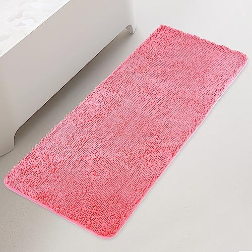 Yeaban Chenille Pink Bathroom Runner Rug 24"x60"