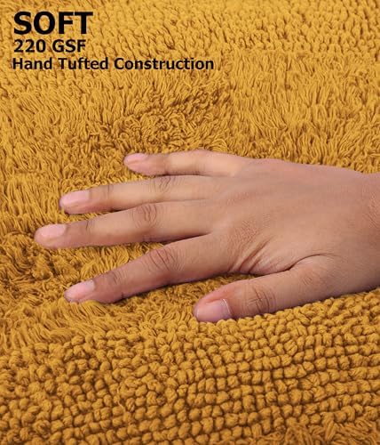 COTTON CRAFT 2 Pack Reversible Bath Mat - Plush 17x24 Bath Rug - Golden Rod