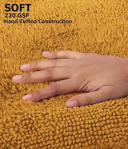COTTON CRAFT 2 Pack Reversible Bath Mat - Plush 17x24 Bath Rug - Golden Rod