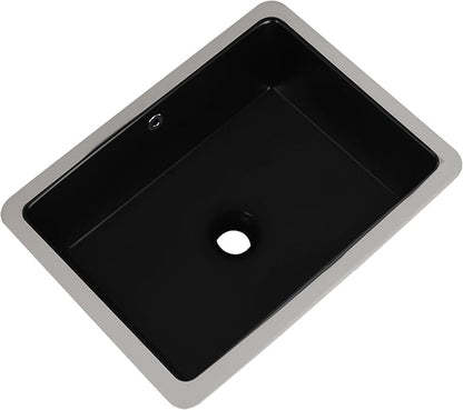 18 Inch Undermount Bathroom Sink Black Rectangle Sink with Overflow | 18-1/2"x14" Matte Black Under Counter Design,Ceramic,Easy to Clean,Modern Style,Ideal for bathroom,vanity, lavatory,restroom