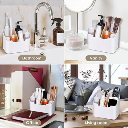 Ayswupt Toothbrush Holders for Bathrooms,Electric Toothbrush and Toothpaste Holder with Divider for Bathroom Countertop Organizer,Toothbrush Caddy for Kids Family Counter Vanity Storage White