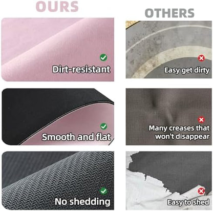 TYUU Thin Toilet Rug, Bathroom Rugs Non Slip, 20x24 U Shape Pink
