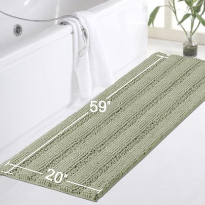 Turquoize Bathroom Runner Rug 20"x59", Soft Absorbent Chenille Bath Rug
