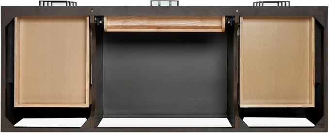 ARIEL Hepburn 54-inch Bathroom Vanity Base Cabinet,Solid Wood, 2 Soft Closing Doors, 9 Dovetail Drawers, Brown Oak