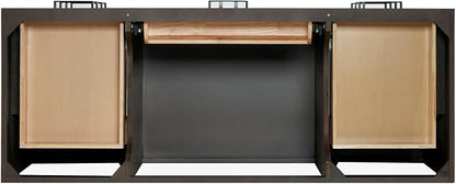 ARIEL Hepburn 54-inch Bathroom Vanity Base Cabinet,Solid Wood, 2 Soft Closing Doors, 9 Dovetail Drawers, Brown Oak