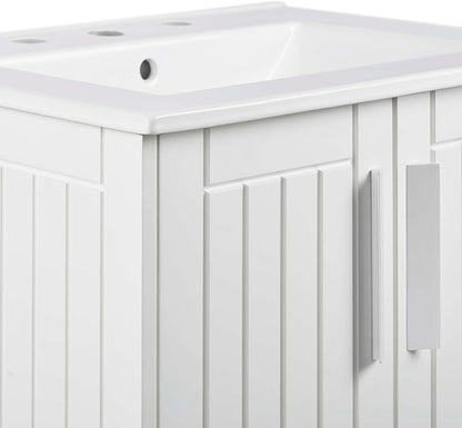 Modway Augusta 24" Bathroom Vanity Cabinet and Ceramic Vessel Sink Basin Combo in White White