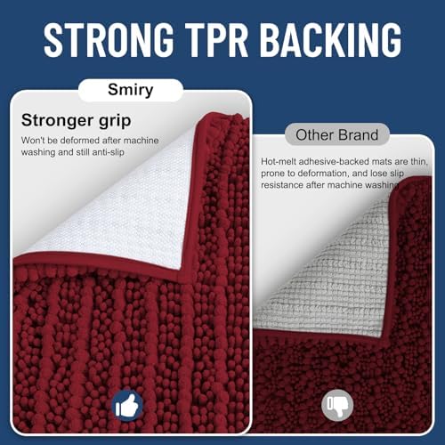 Smiry Bathroom Rugs 30X20, Extra Soft Rubber Backing Chenille Bath Mats