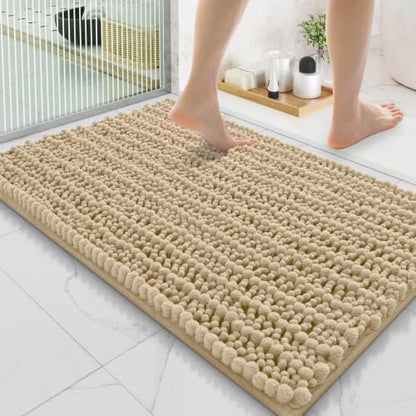 Smiry Bathroom Rugs 35X24, Extra Soft Rubber Backing Chenille Bath Mats